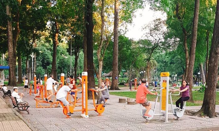 exercise in Tao Dan Park
